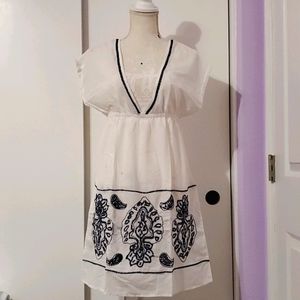 Aerie White Pinafore Dress
